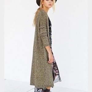 Silence + Noise Olive Green Long Cardigan
